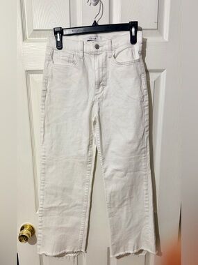 Joe's Jeans White Straight-Leg Raw Hem Jeans